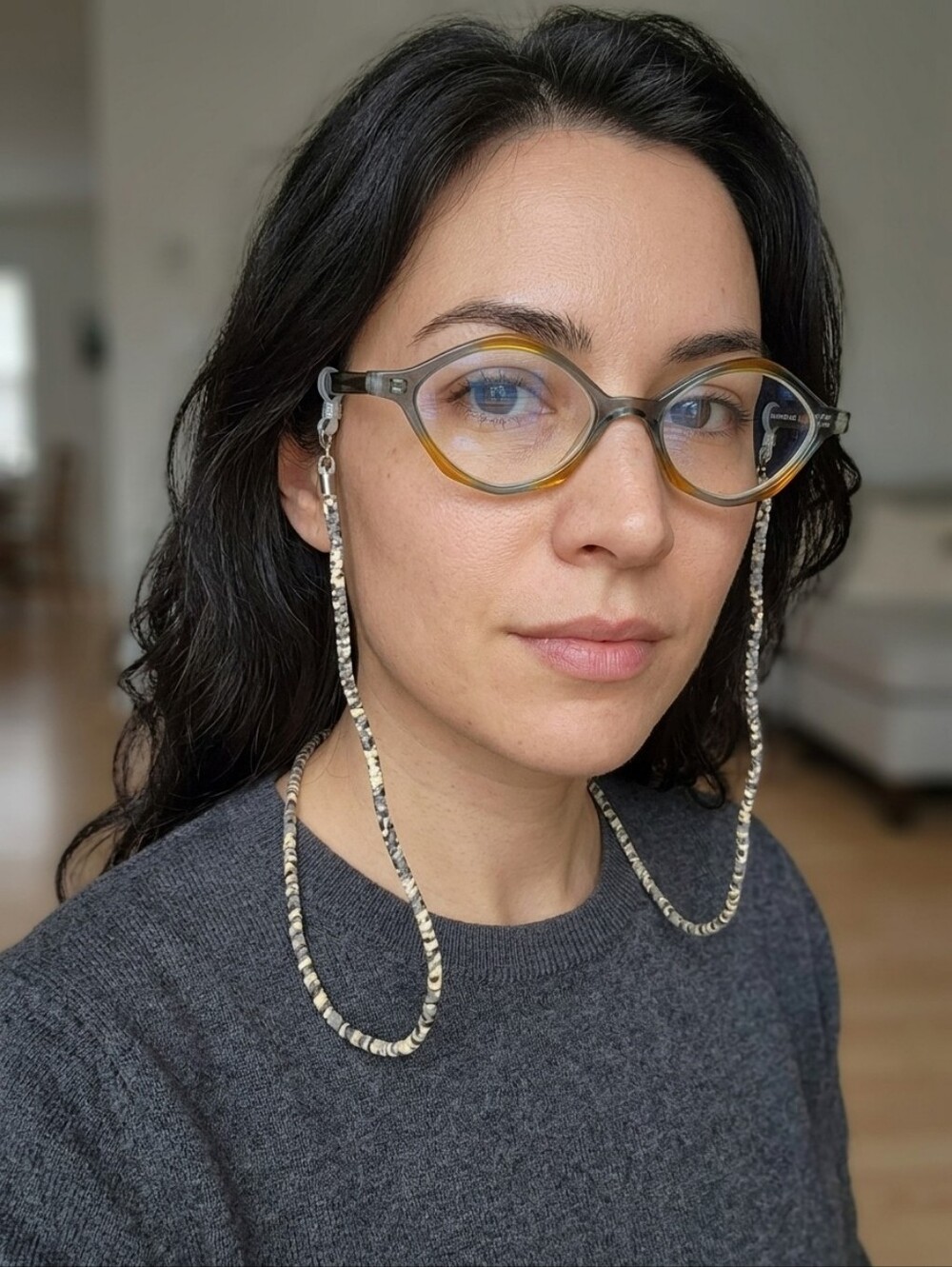 Round Two-Tone Green & Amber Eyeglass Frames